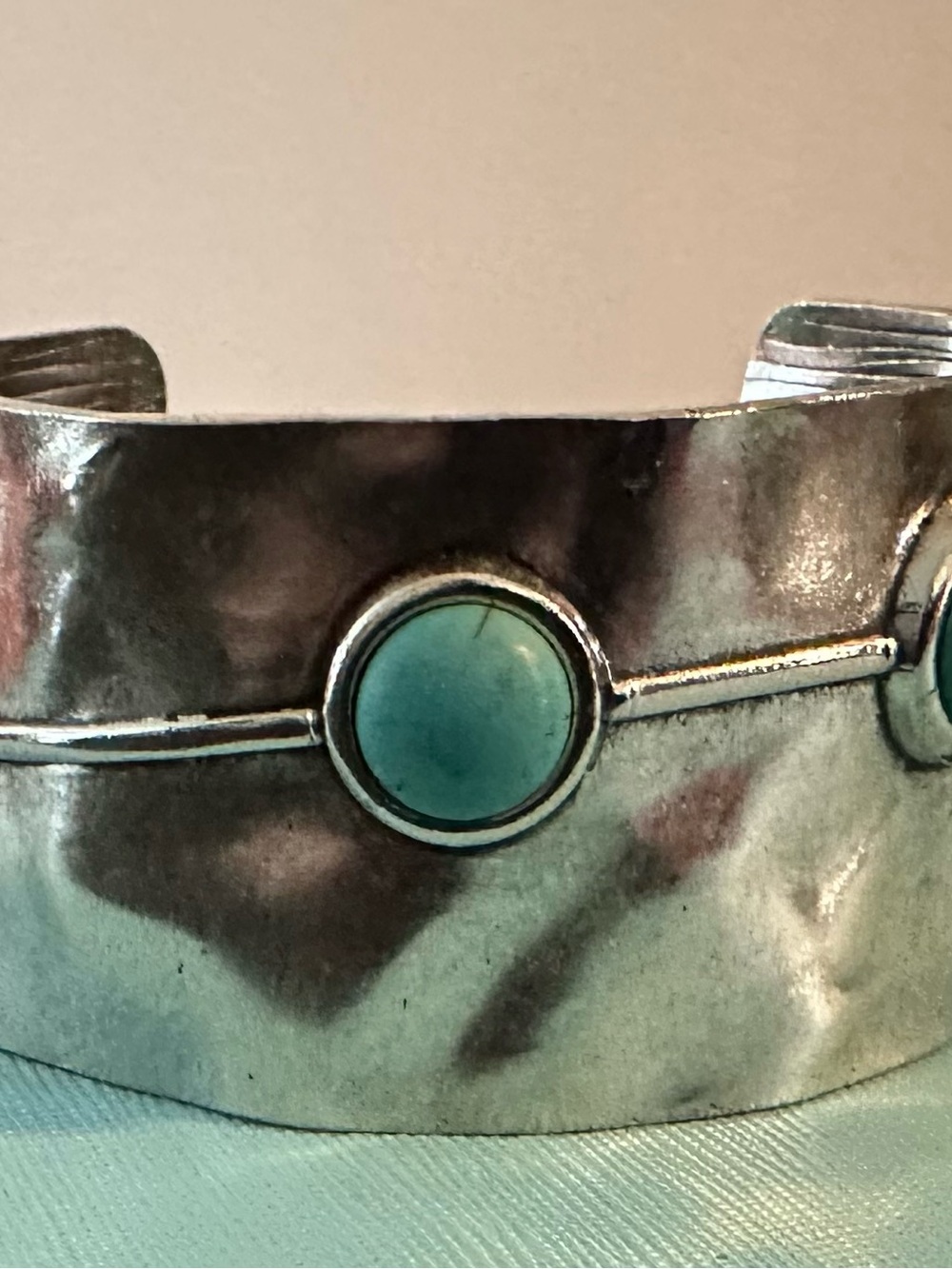 Silver Cuff Bracelet with Turquoise Stones